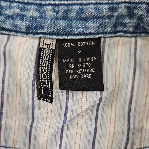 Passport Medium Wash Denim Shirt Women's Medium Pearl Snap Buttons EUC Western - Picture 6 of 14